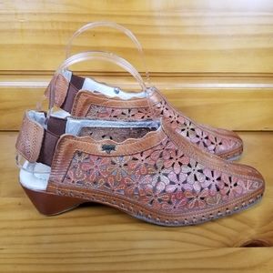 Pikolinos Romana Floral Leather Slingback Mules Womens Size EU 37 (US 6-6.5)